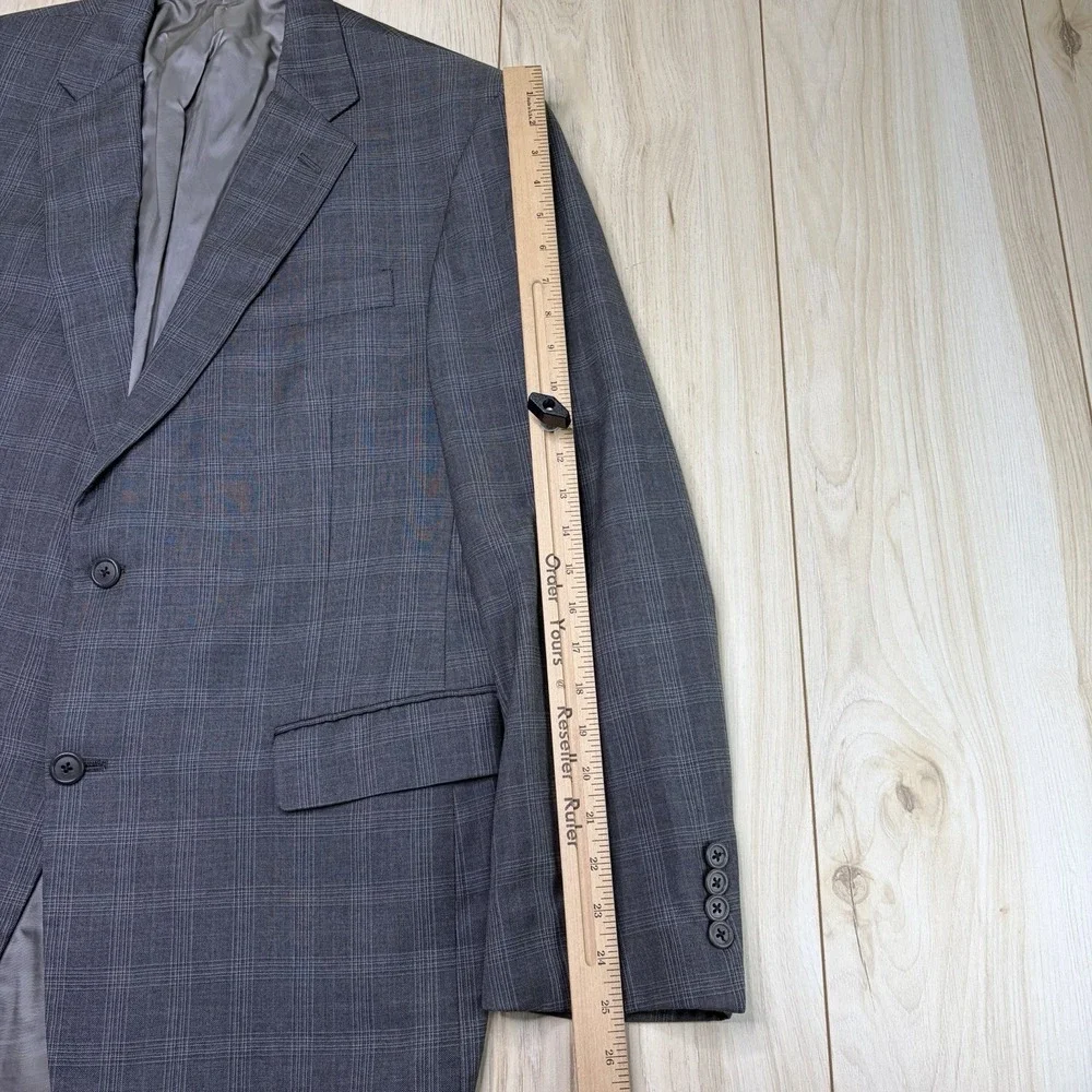 Hart Schaffner Marx GOLD Loro Piana Plaid Windowpane Wool Suit Mens 42R 38x30